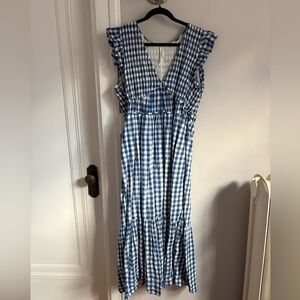 Anthropologie Blue and White Smocked Dress